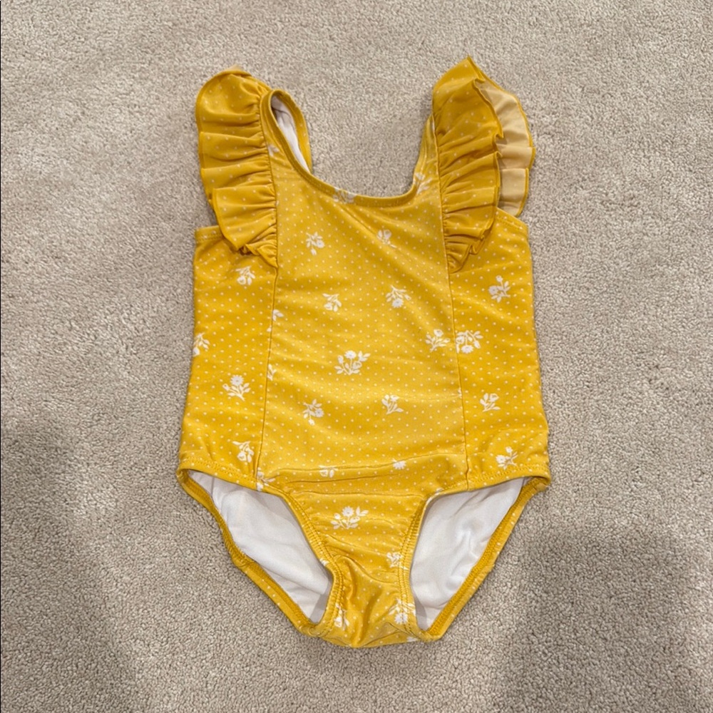 Yellow Floral Ruffle Swimsuit